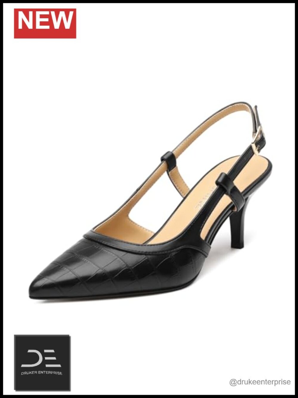 Women's Slingback Kitten Heels Pointed Toe 2 Inch Low Heel Pumps